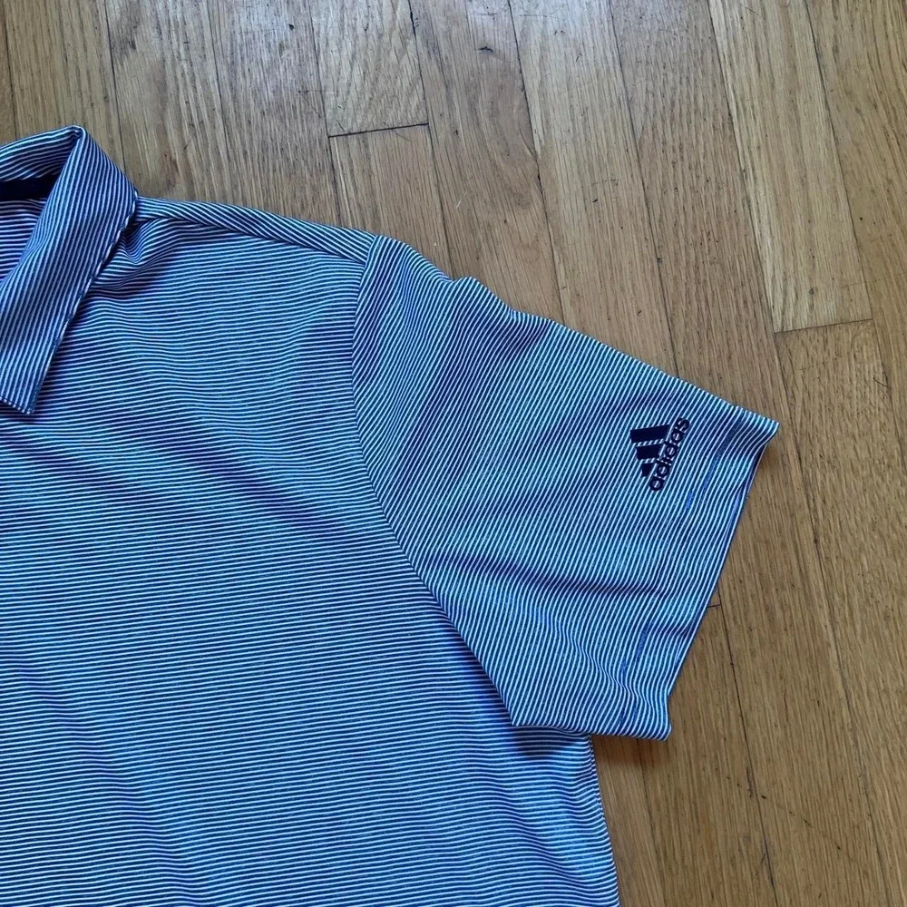 Adidas Golf polo shirt in blue & white stripes, Men's XL